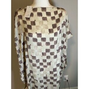 Grade + Gather - Satin Check Boxy Dress Wisteria Size Medium